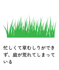 忙しくて草むしりができず、庭が荒れてしまっている